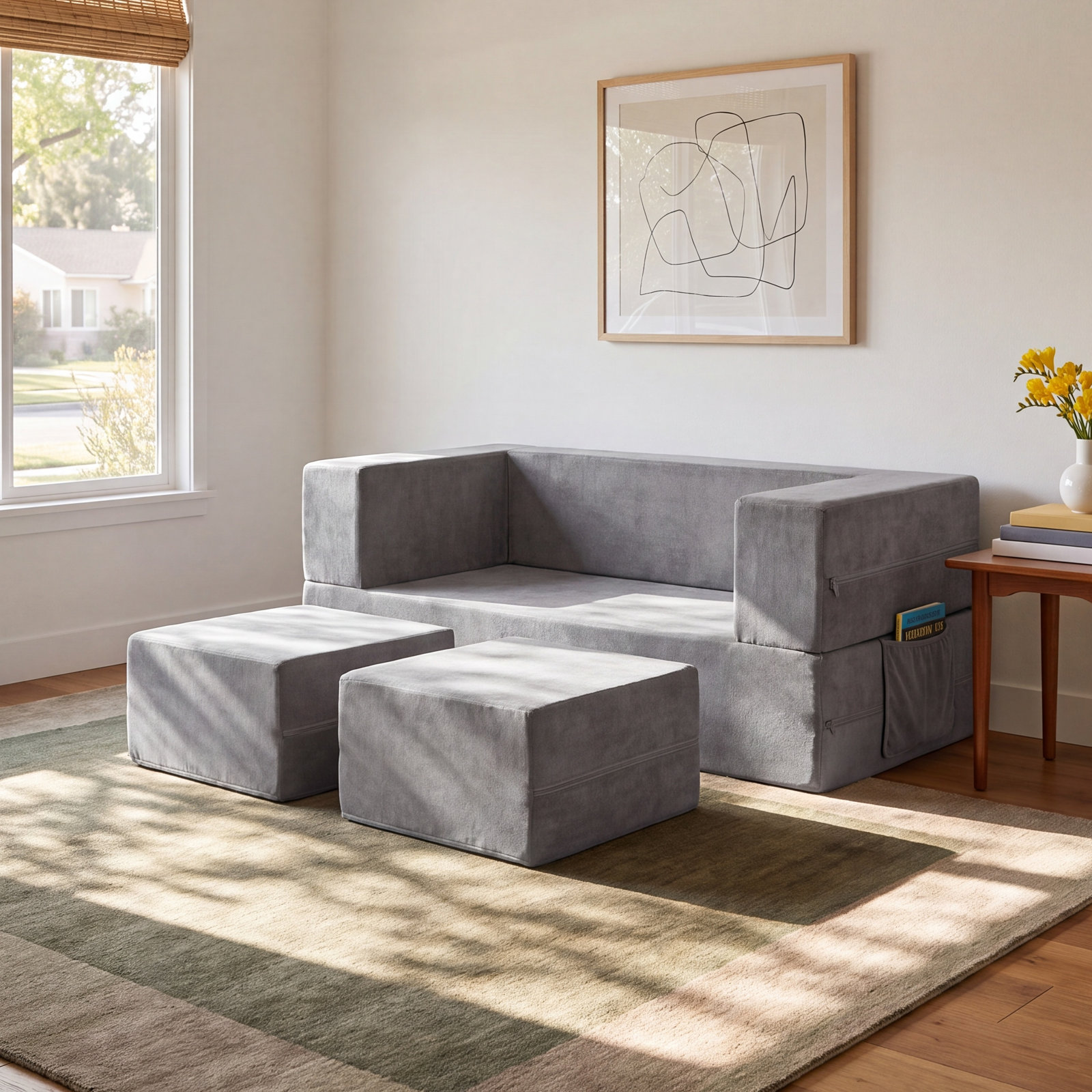 Kids Foam Chair and Ottoman Set