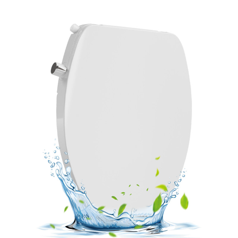 Bidet Toilet Seat Round/ Elongated, Non-Electric Self Cleaning Dual Nozzles Toilet Seat with Soft Close Lid
