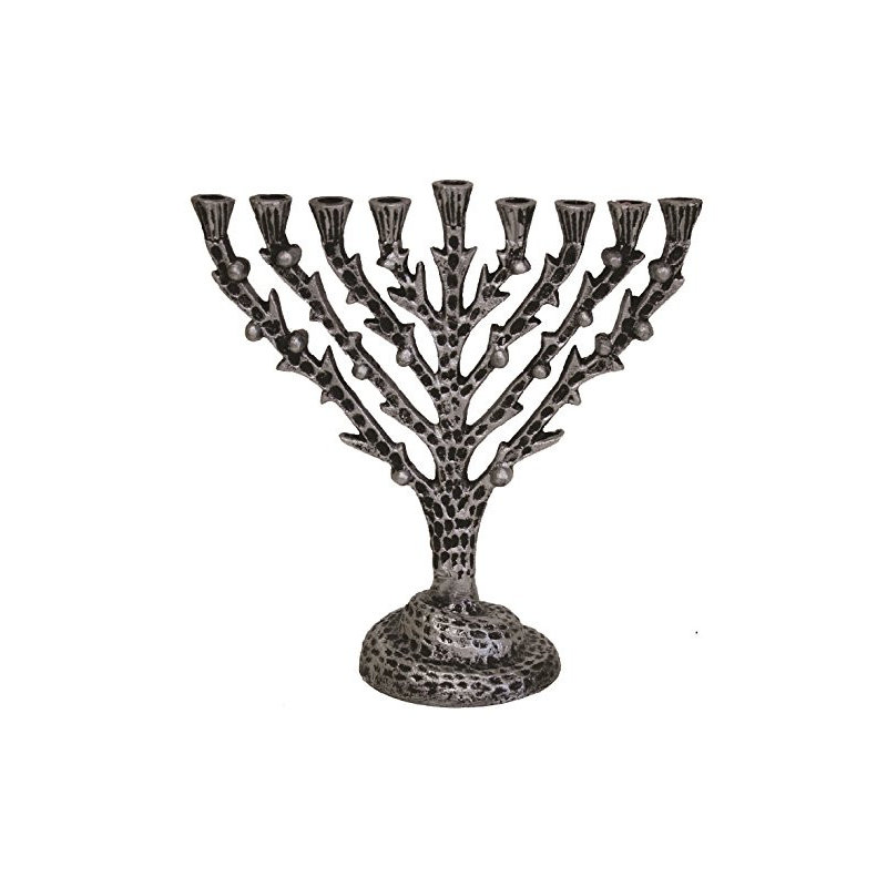 Lampe briquets Ultimate Judaica Eitz Chaim Arbre de vie Hanoukka Menora, H 12 po x l 12 po x P 3 po, Argent