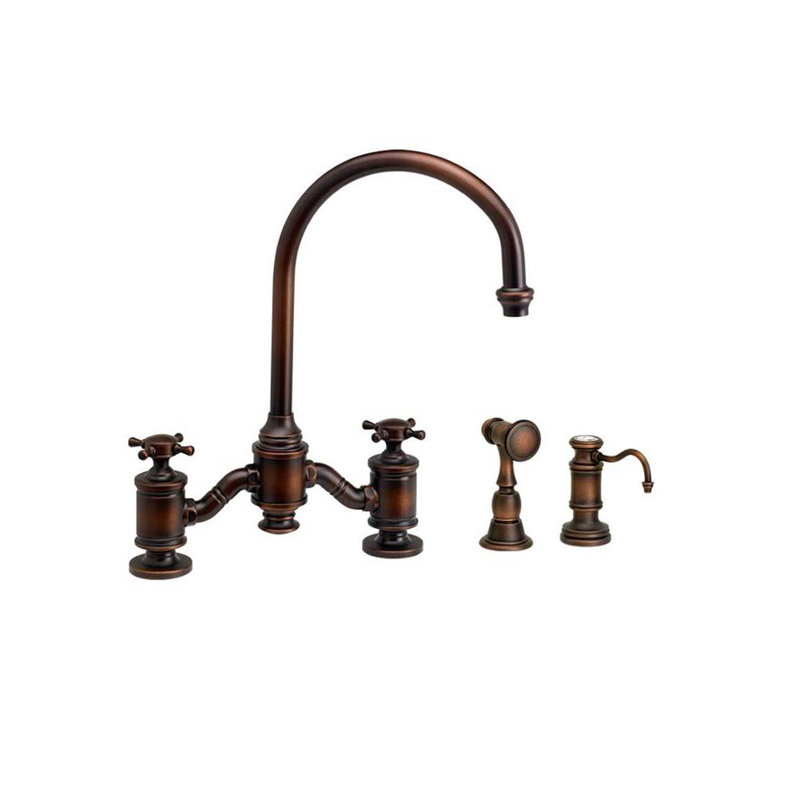 Hampton Bridge Faucet - Cross Handles, Antique Bronze