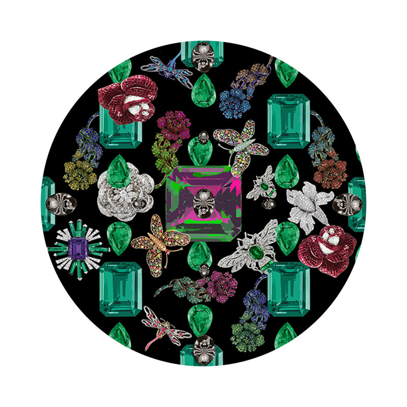 Napperon Jewel Box Emeralds, Noir