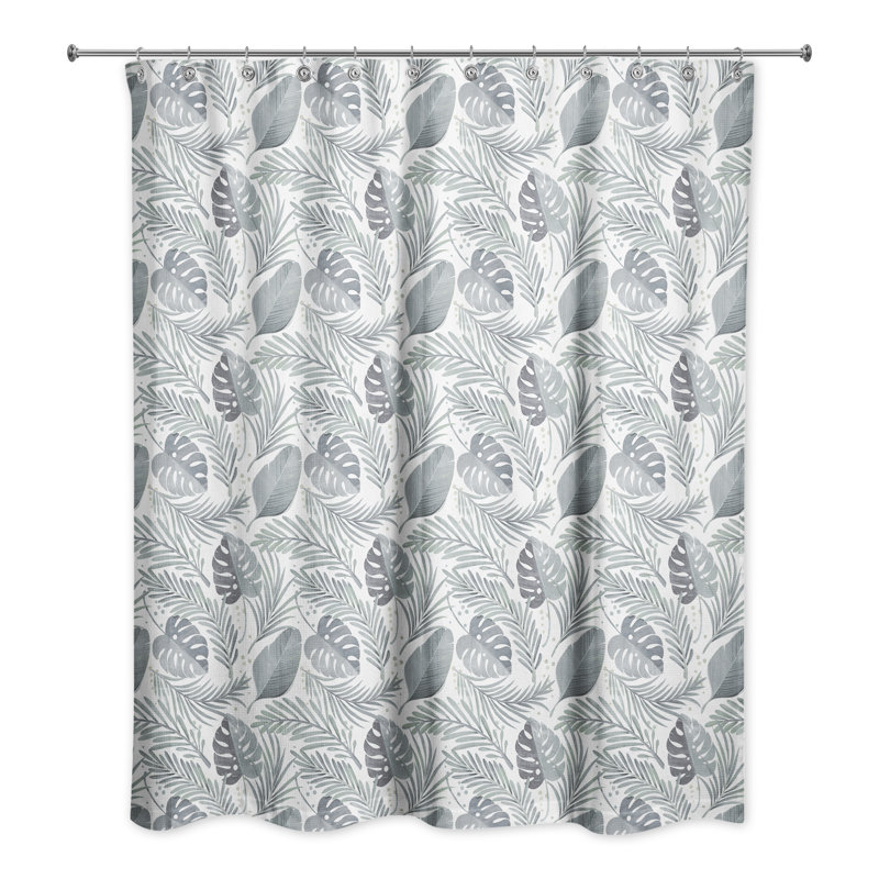 Rideau de douche simple à motif floral Tyshawn, Gris