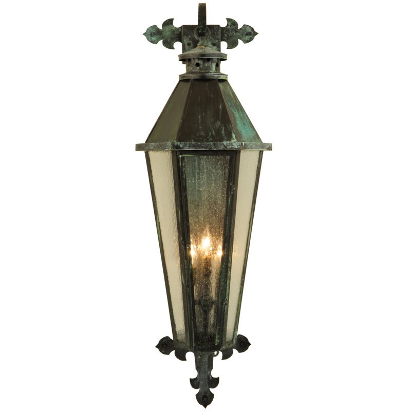 Millesime 43" Craftsman Verdi Brass Lantern Wall Sconce