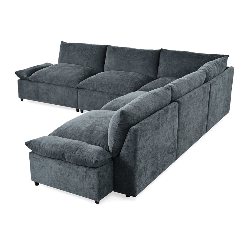 Canapé modulaire 115,5 po gris foncé avec sièges confortables et compartiments cachés