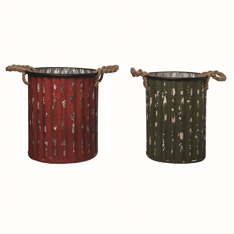  Ensemble de 2 seaux de Noël en métal robustes et multicolores 14,5 po