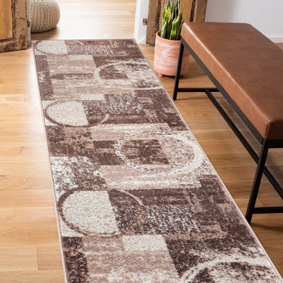 Tapis moderne performance gris, ivoire et bleu à motif abstrait Fanton