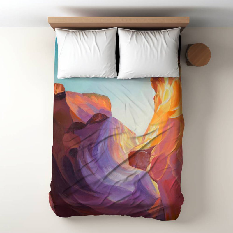 Blue Bedroom Duvet Cover - Antelope Canyon Mountains Decor