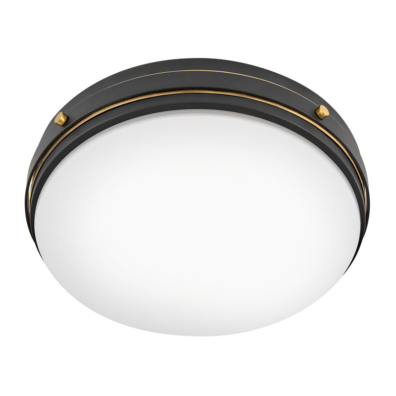 Oliver Bright Brass 3-Light LED Flush Mount with Etched Opal Shade