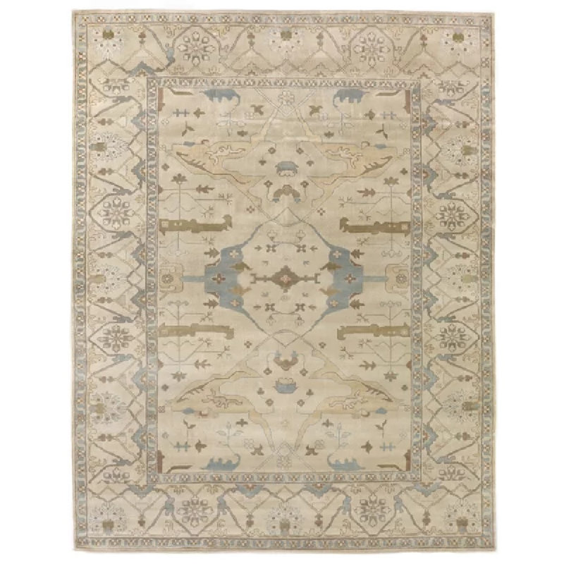 Antique Weave Oushak Oriental Hand-Knotted Wool Area Rug, Rectangle 6' x 9'