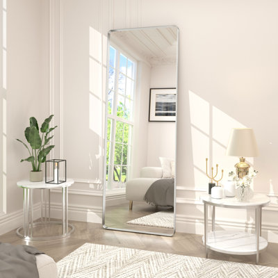 Aevar Tempered Glass and Aluminum Alloy Framed French Cleat Mounted Wall Mirror