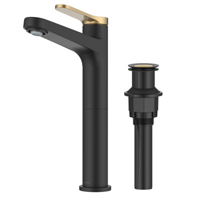 KRAUS Indy Bathroom Faucet For Vessel Sink In Spot-Free With Single Handle, Pop Up Drain And Supply Lines
