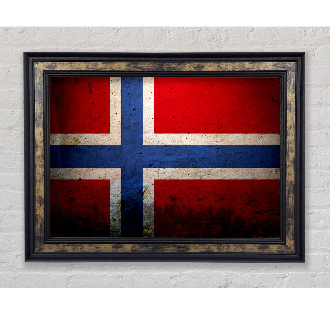 Norwegen Flagge - Einzelner Bilderrahmen Kunstdrucke