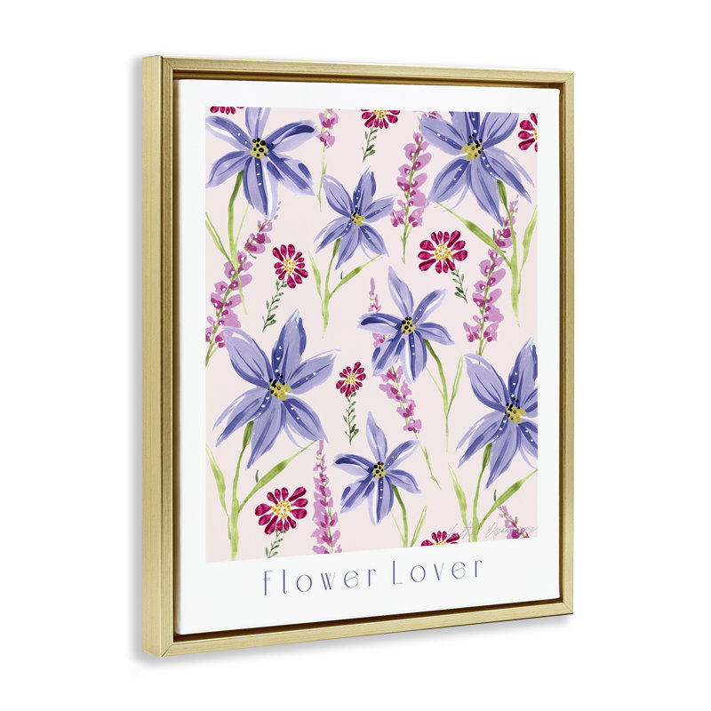 Art mural sur toile flottante à motif d'amoureux des fleurs, design par Heather Desormeaux, H 31 po x l 25 po