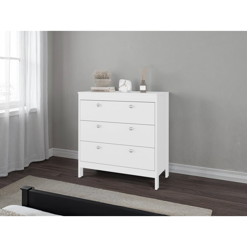 Commode Libby, 3 tiroirs, blanc, Blanc
