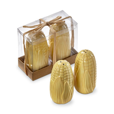 Daviney Corn on Cobb Shaped Ceramic Salt and Pepper Shakers, 1.5L x1.5W x 3.5H