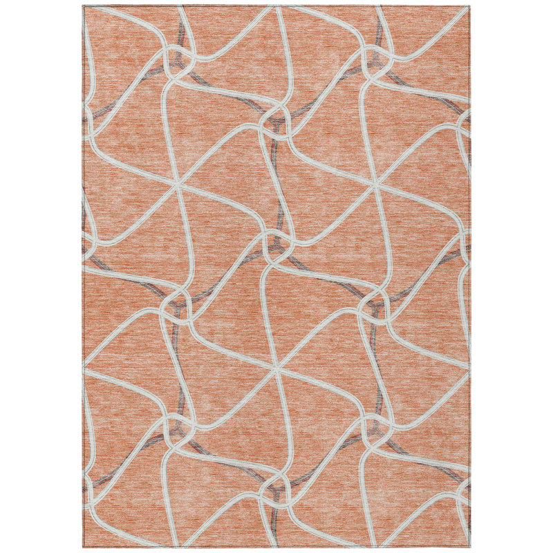 Tapis intérieur / extérieur lavable 8 pi x 10 pi saumon et ivoire
