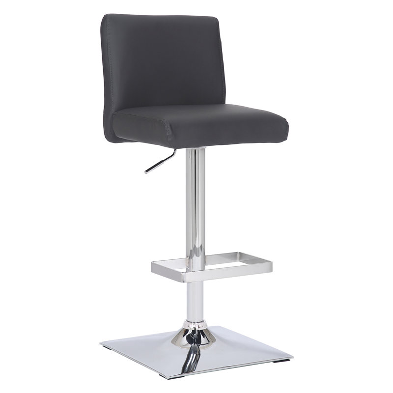 Alex Swivel Upholstered Adjustable Height Counter Stool with Metal Frame, Charcoal