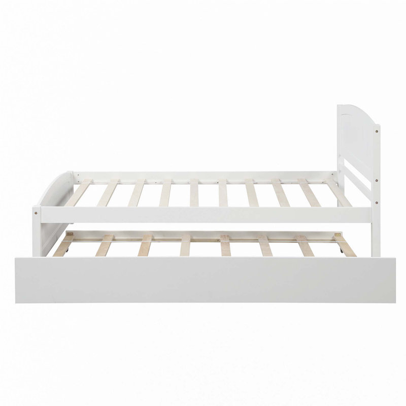 Lit plateforme simple avec lit gigogne, Blanc