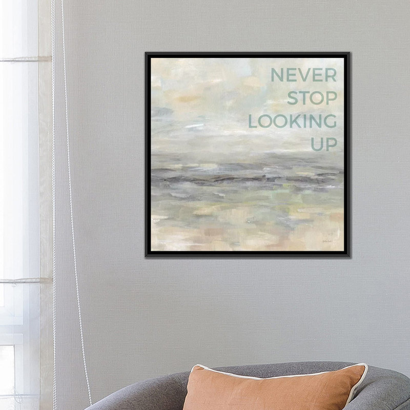 « ne jamais arrêter de regarder » sur toile, H 18 po x l 18 po x P 1,5 po, Toile avec cadre noir, Pas de tapis