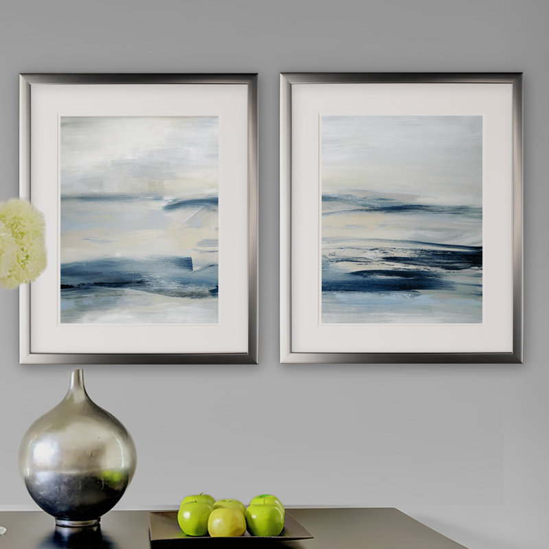 Drifting Tides - Cadre photo 2 pièces, reproduction d'art sur papier, Argent argent