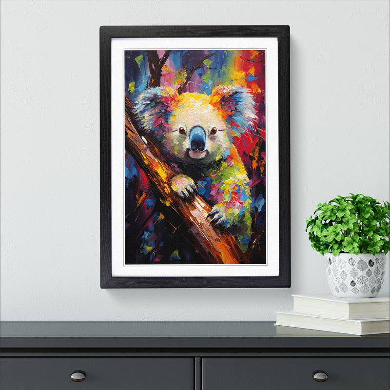 Koala Bear Expressionism Art - Framed Print, Black Framed, 34cm H x 25cm W