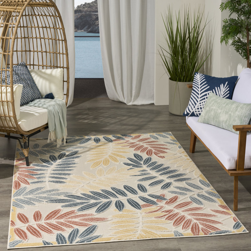 Lakesha 3'6" x 5'6" Ivory Blue Modern Rug, Rectangle 3'6" x 5'6"