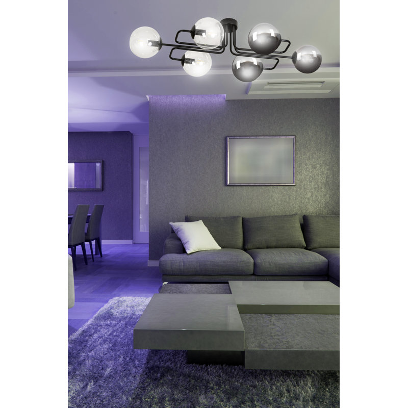 Cadesia Glass Semi Flush Mount, Graphite/Transparent