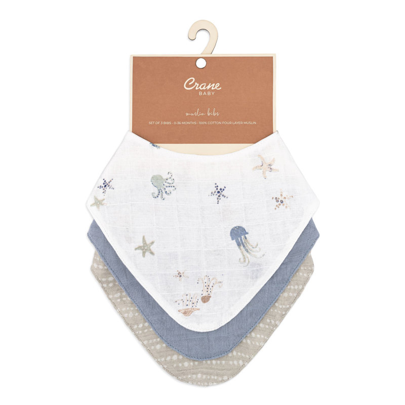 Cove 3-pc. Muslin Bib Set (sea Life)