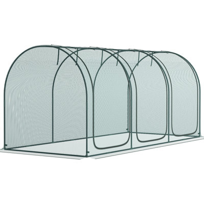 Protection pour plantes de jardin 9 pi x 4 pi - cage de culture avec 3 portes à fermeture à glissière, pochette de rangement, 6 ancrages au sol, ouvertures de protection, sac, pointes,