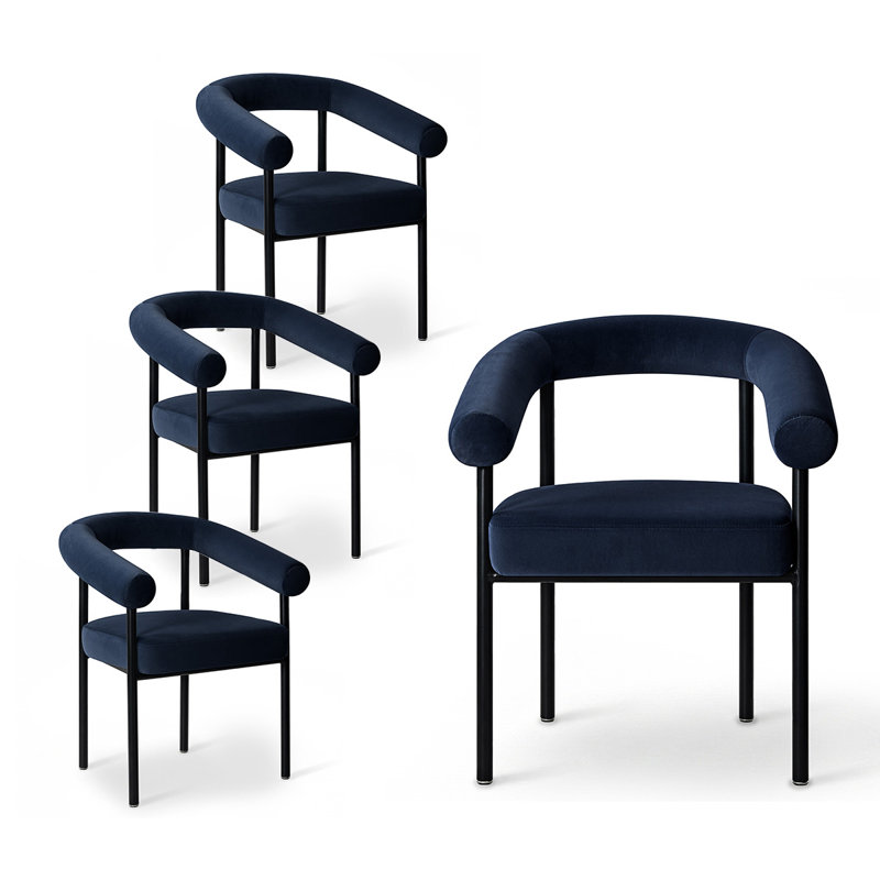 Fauteuils de salle à manger rembourrés en velours, Bleu