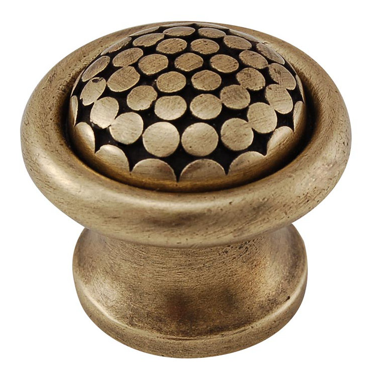 Tiziano Mushroom Knob, 1.25" H x 1.25" W x 1" D, Antique Brass