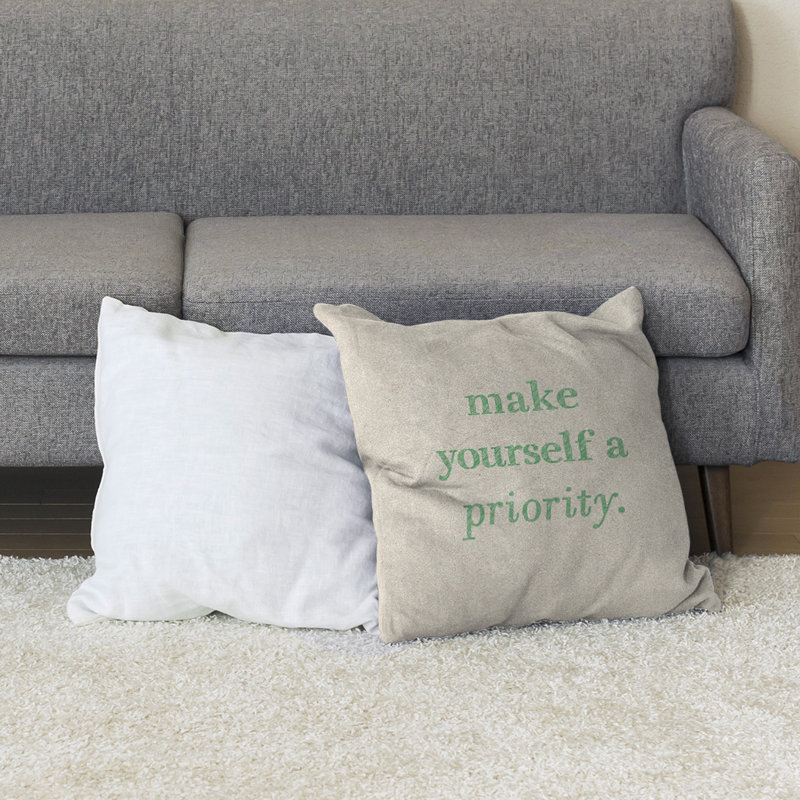 Reversible Throw Pillow, 36" H x 36" W, White/Green