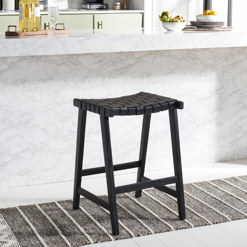 Tabouret de bar et de comptoir en cuir Alston, Noir, Tabouret de comptoir (hauteur du siège de 26,8 po, Noir