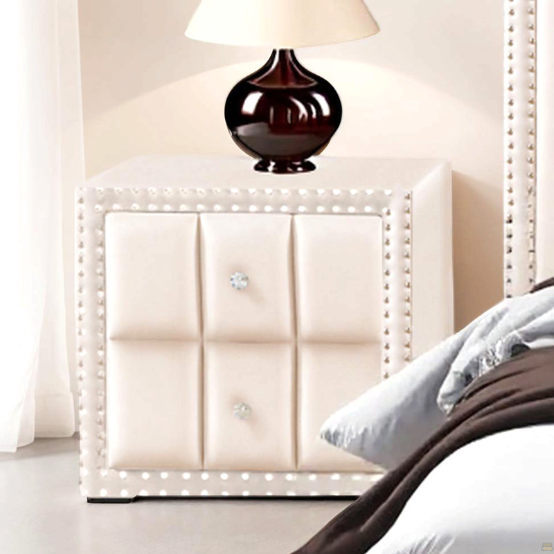 Table de chevet 1 pièce Beige, Beige