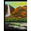 Collines avec paysage de cascade | Acrylique sur toile | Avec cadre
