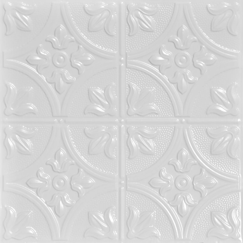 Tuile de plafond en fer-blanc 2 pi x 2 pi Tiptoe, Blanc
