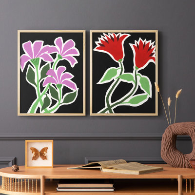 «Pop Flowers V-Premium», reproduction encadrée prête à accrocher - aucun clou requis - aucun clou requis
