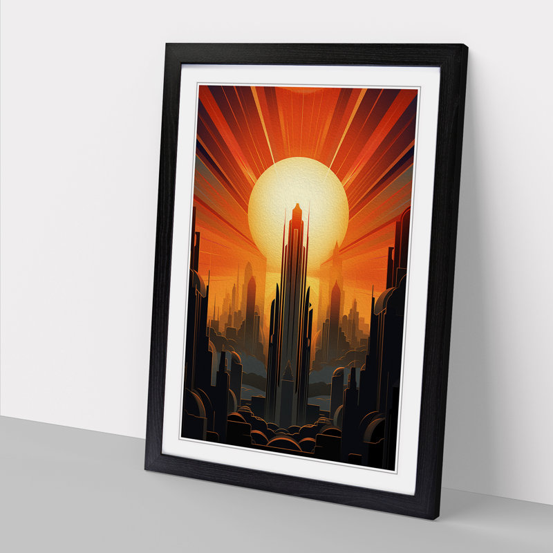 Single Picture Frame Print on Wood, 46cm H x 34cm W, Black Framed
