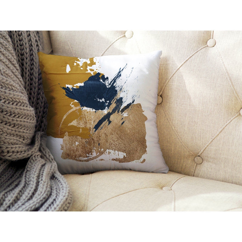 Coussin décoratif intérieur / extérieur Lexington Avenue, L 15 po x H 15 po, Jaune / doré / blanc
