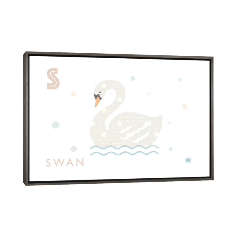 Cygne - imprimé, H 40 po x l 60 po x 1,5 po, Toile avec cadre gris, Pas de tapis