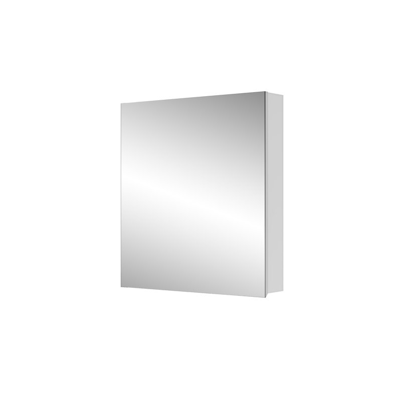 Armoire à pharmacie à porte simple avec miroir, l encastré ou en surface, bords biseautés, finition argentée "l X 26"