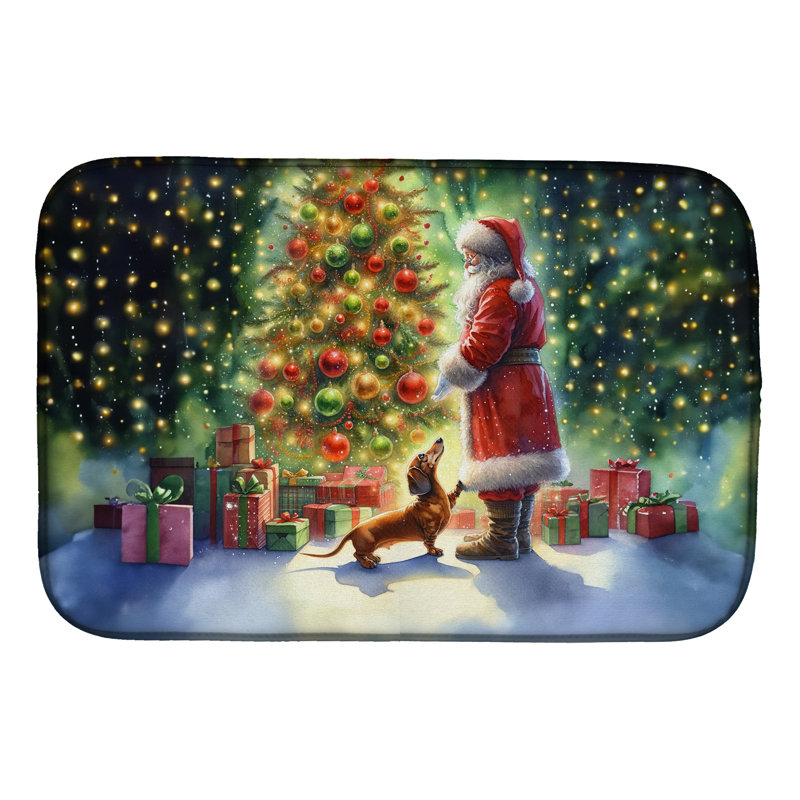 Tapis de vaisselle Dachshund and Santa Claus