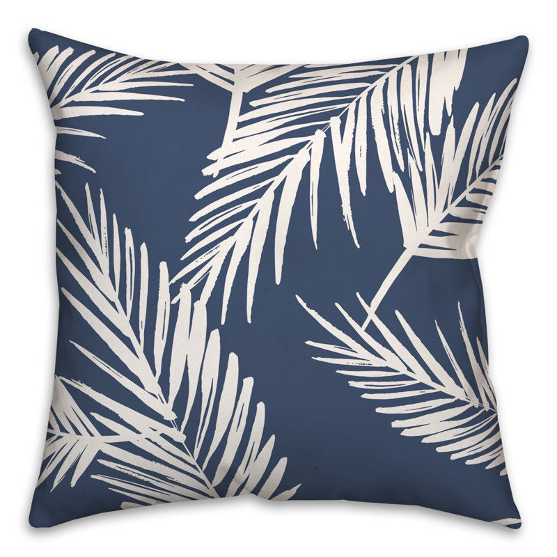 Nature Palm Square Pillow Cover & Insert, Navy