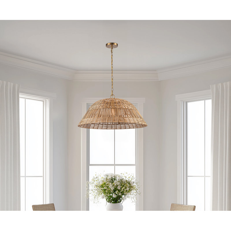 Luminaire suspendu en rotin 1 lumière 28 po Walston Clarie