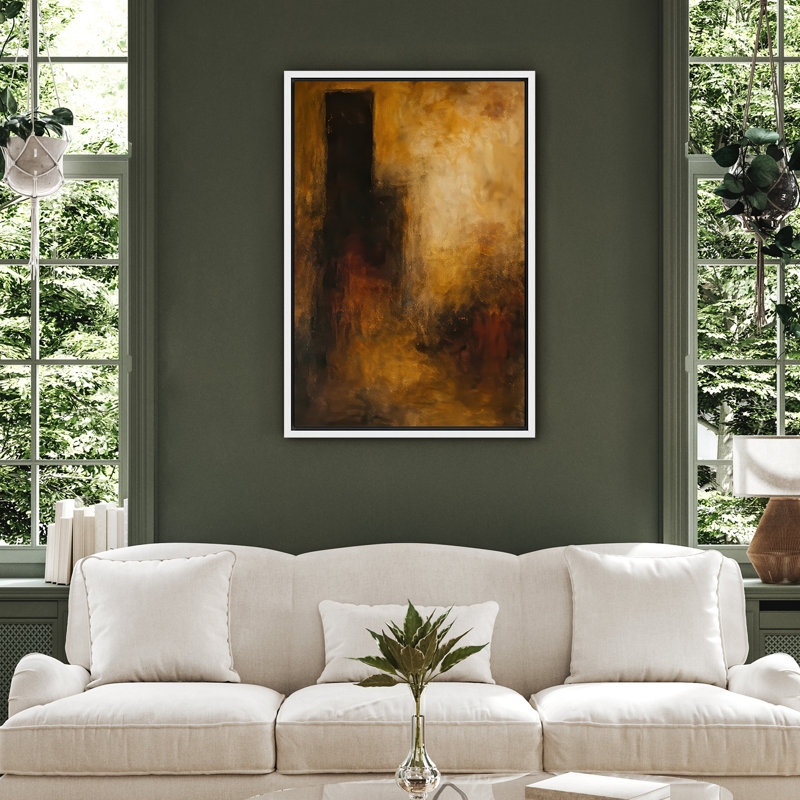 Reproduction abstraite neutre encadrée d'art mural sur toile pour la décoration du salon, H 24 po x l 16 po, Blanc