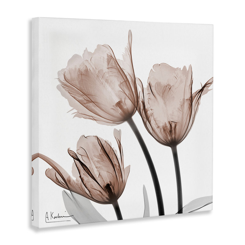 «Mocha Tulips Trio», art mural par Albert Koetsier, H 17 po x l 17 po