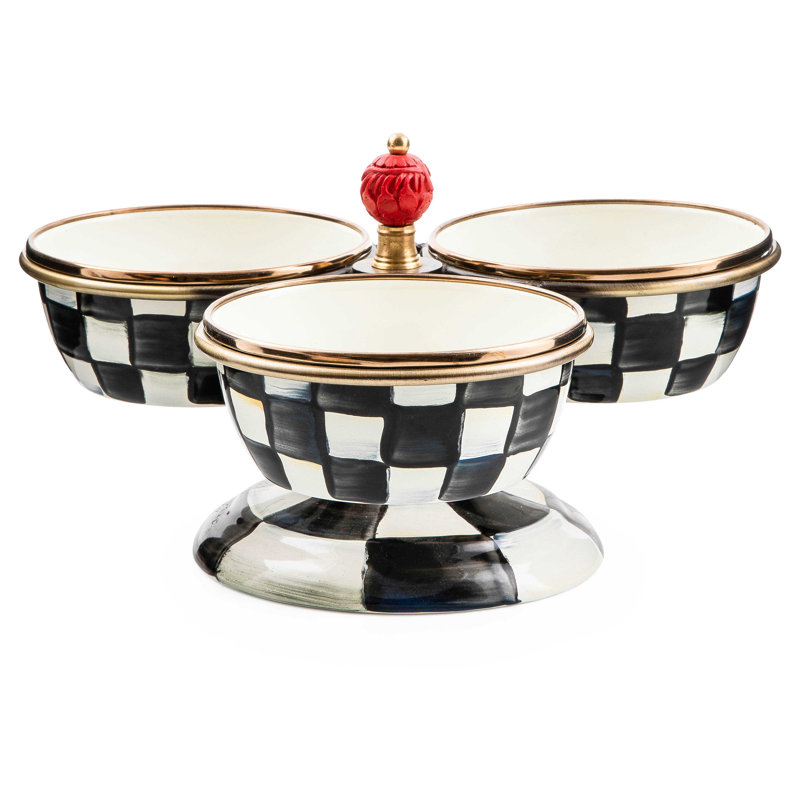 Multi-Color Enamel Round Compartment Bowl Dish