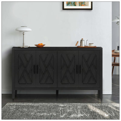Modern Farmhouse Accent Cabinet With 4 Doors And Adjustable Shelf Sideboard Buffet Cabinet Console Table Credenza Buffet Table For Kitchen Dining Room Entryway Hallway