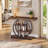 41.3 Inch Industrial Console Table with 4-Tier Rustic Brown Shelves, Unique Circle Metal Frame for Storage and Display, Narrow Entryway Accent-1837834521