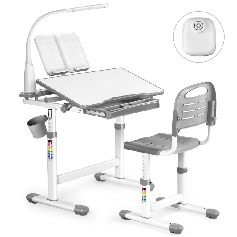 Baylee Adjustable Metal Base Writing Desk, Grey